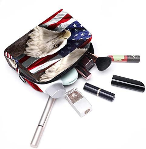 Висечка торба за тоалети за патувања, преносен организатор за шминка, козметички држач за сет на четки, американско знаме орел