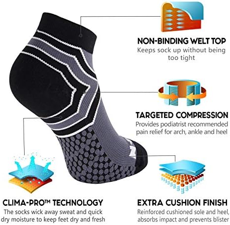 Codузил чорапи за компресија на глуждот за мажи и жени, перничени компресивни чорапи со низок пресек со поддршка на глуждот