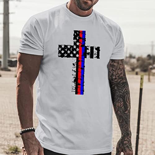 ХДДК Менс патриотски војник со кратки ракави маици Американско знаме Исус крст печати врвови за вежбање спортски основни маички