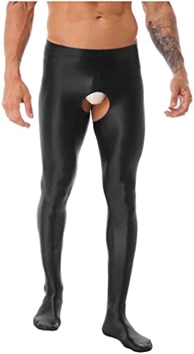 Ојолан Менс Сјајно полу-погледнете ги панталоните за компресија кои трчаат хулахопки затегнати хеланки за спорт