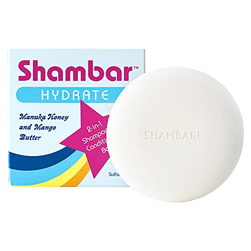 Шамбар хидрат СИТЕ природен шампон и бар -балсам | Цврста коса миење со манука мед и манго | Безбедна лента за шампон без сулфат