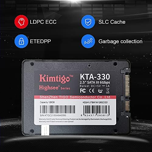 Kimtigo 2.5 128g SSD 3D NAND TLC SATAIII 6 GB/S Внатрешен возач на цврста состојба, 500 MB/s Хард диск за брзина на читање за компјутер или