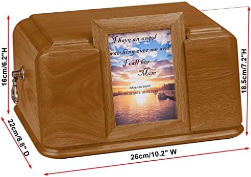 Цврсто дрво ковчегот за вметнување на слика урн -меморијална погребна урна за возрасни пепел WU46