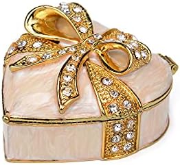 Furuida Love Heart How Bow-knot накит кутија кутија со рачно насликани класични украси занаетчиски подарок за роденден Денот на благодарноста