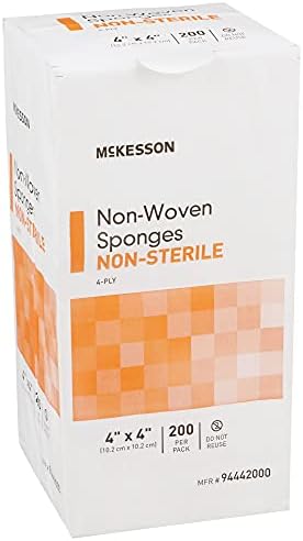 МекКесон не-ткаени сунѓери, не-стерилни, 4-плукани, полиестер/рајон, 4 во x 4 во, 200 по пакет, 1 пакет