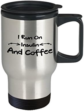 Дијабетес Кафе Патување Кригла Најдобра Смешна Уникатна Дијабетична Чаша Чај Совршена Идеја За Мажи Жени трчам на инсулин и кафе