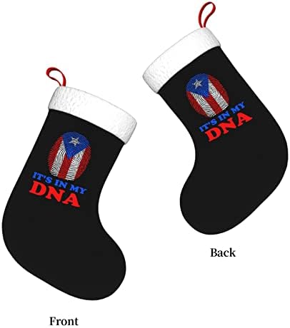 Cutedwarf Poreerto Rico Flage Тоа е во мојата ДНК Кристама чорапи Божиќни украси на дрво Божиќни чорапи за Божиќни празнични забави подароци 18-инчи