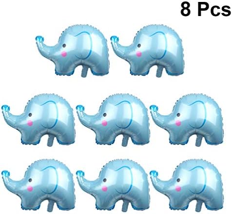 8 ПАРЧИЊА Балони Со Сини Слонови Алуминиумска Фолија Балони Со Глава На Слон За Забава Со Теми За Животни Бебешки Туш Родот Открива Залихи За