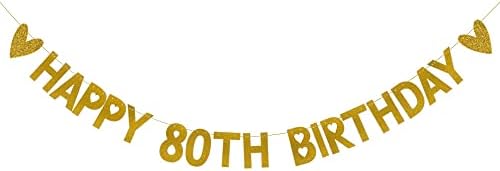 Среќен 80-Ти Роденден Банер, Пред-Нанижани, Златна Хартија Сјај Партија Украси за 80 Години 80-Ти Роденден Материјали Писма Злато ЖАОФЕЈН
