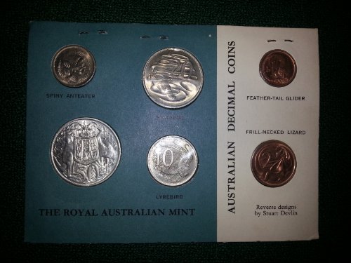 1966 Австралиски Децимални Монети Нане Сет