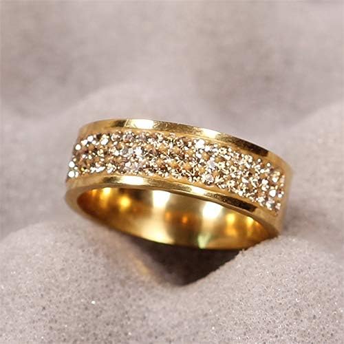 Koleso rose gold познат бренд циркон прстен 8мм половина круг три редови кристал 316L прстени за прсти за жени-26892