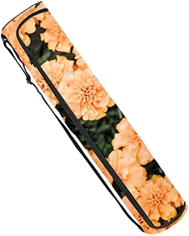 Портокалови цвеќиња и растенија јога мат торби со целосна зип торба за носење за жени мажи, вежбање јога мат носач со прилагодлива лента
