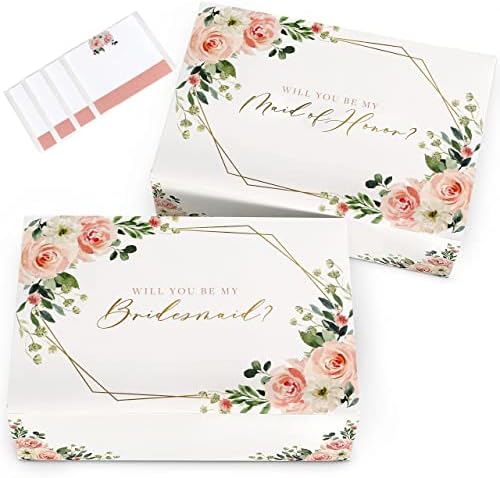Bridestrage Bridesmail Bridesmail Boxes со налепници 4PCS | 1 Maid of Honor Box, 3 кутии, подарок ќе бидете мој за предлог, деверуши