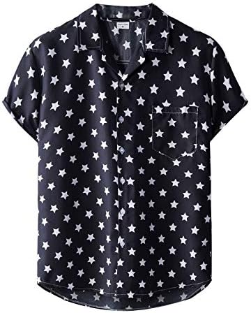 HDZWW Club V врат пријатни обрасци кошула човек обичен краток ракав Кул блуза полиестер лето исечени кошули со копчиња