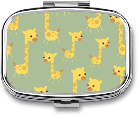 Case Pell Case Giraffe Yellow Travel Pill Storage за додаток на лекови Витамин рибини масла 2.2x1.6in