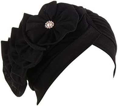 Женски обични цврсти цвеќиња капаче капаче капаче за глава, муслиманска турбанска капа, слаба облека за глава, слатки бејзбол капачиња