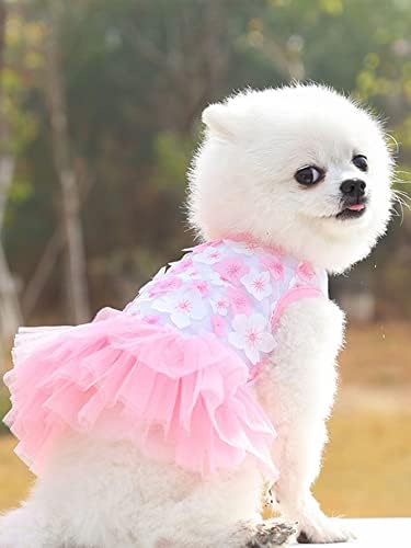 Qwinee Симпатична цветна декор куче принцеза фустан Мас Туту кутре здолниште свадба Божиќ новогодишни фустани облеки за мали средни големи кучиња