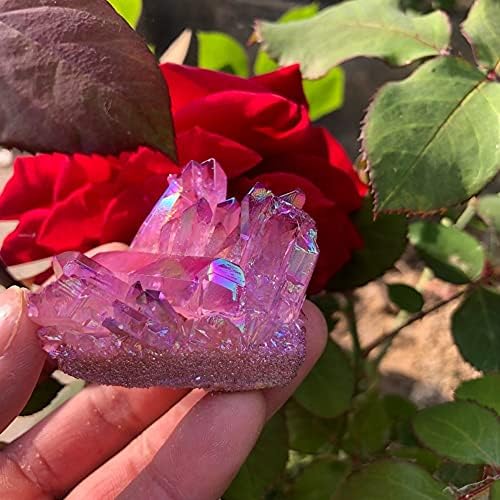 WGPHD Здравје и домаќинство Ретки убави розови пламен на пламен Хало кварц кристал, лекувани