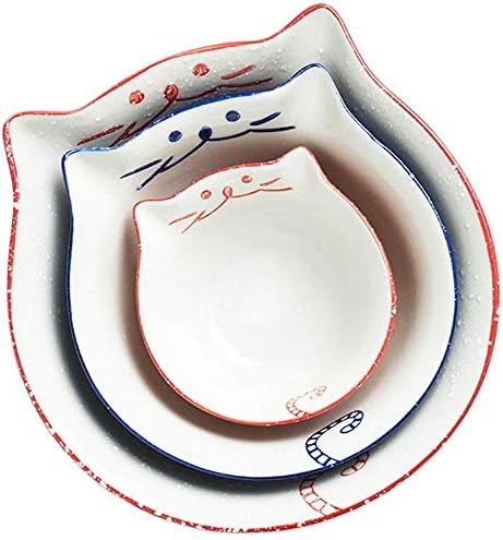 Дефаус керамички чинии симпатична опрема за мачки поставува ориз сад деца овошје салата десерт закуска чинија бифтек садови плочи закуски фиока