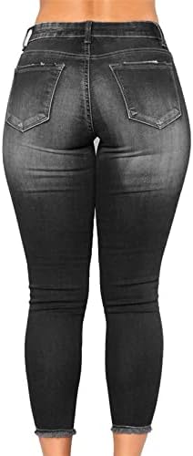 Џебови од јога од миашуи плус големина истегнат со џебови тексас потресени панталони дупка фармерки женски 2 пар јога