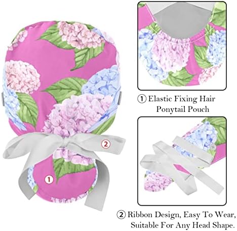 Цвеќиња со протеа за чистење капи за жени долга коса, работно капаче со копче и џемпери, унисекс вратоврски на грбот 2 пакувања