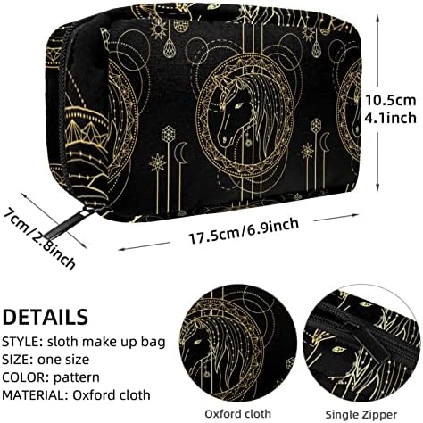 Чанта за шминка со униси, Златна Торба За Козметика Од Еднорог Ѕвезда Месечина Пренослива Торба Организатор На Случај За Патнички Воз Додатоци