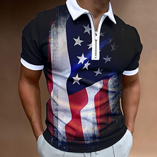 Американско знаме полови кошули за мажи 4-ти јули Патриотски маици летни обични лабави кратки ракави гроздобер туники