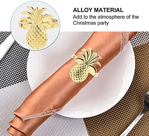 Pdgjg 12pcs Божиќна ананас дизајн на салфетки прстени легура на салфетка за салфетка забава декор за табела за маса