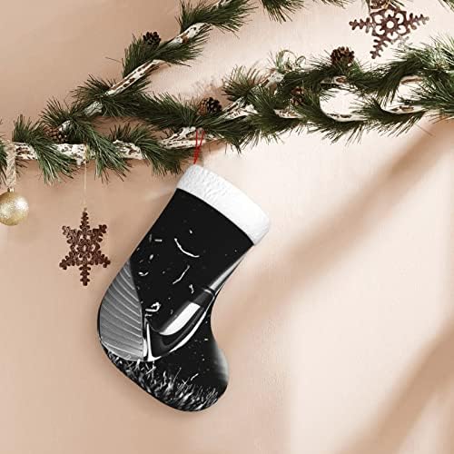 Yilequan 18 инчи Божиќни чорапи класични чорапи, црно -бел голф, за семејни празници за Божиќни забави