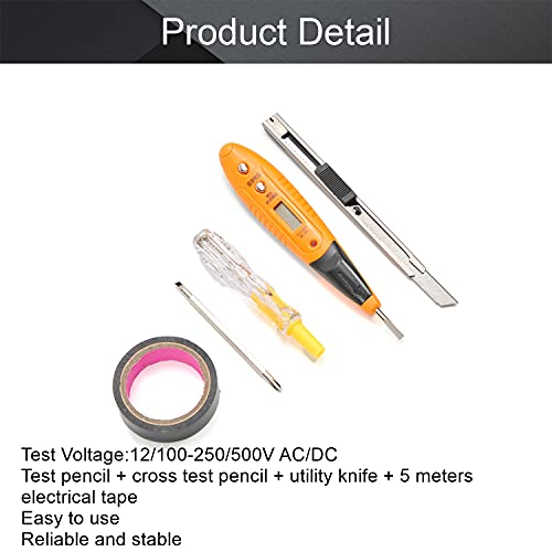 Постави за детектор за детектор на напон на напон од 1 костум, молив за тестирање на дигитален дисплеј + молив за вкрстен тест + нож за комунални