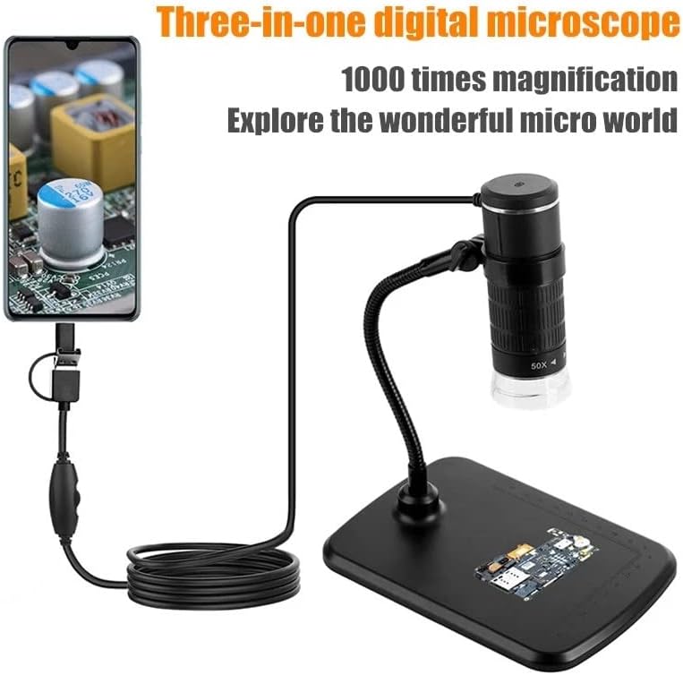 DLOETT 1000x Дигитален Микроскоп 1080p Микроскоп Со висока Дефиниција Паметен Телефон Камера Видео За Пхб Заварување Слајдшоу гледање итн