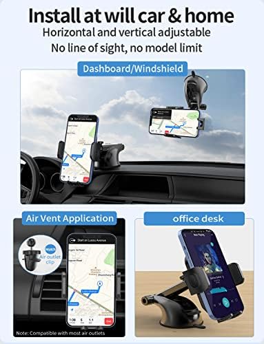 Телефонски монтирање за држач за држач за мобилни телефони на шофершајбната на шофершајбната на шофершајбната [3 во 1 со 1 дополнет