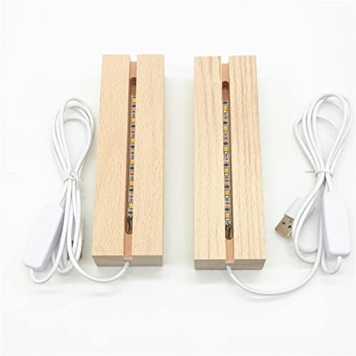 Topob LED светлосен дисплеј основен дрвен правоаголен блок ноќен светлосен база погодна за држач за ламба со 3D стакло