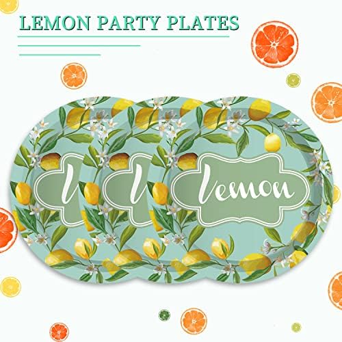 Плочи за хартија од лимон од Doulogeia 7inch - 24 парчиња за еднократна употреба на партии за десерт, закуска, овошје, пролетно