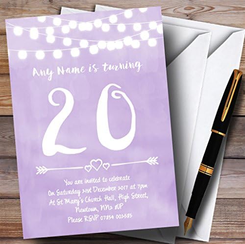 Виолетова Јоргована Светла 20-Ти Персонализирани Покани За Роденденска Забава