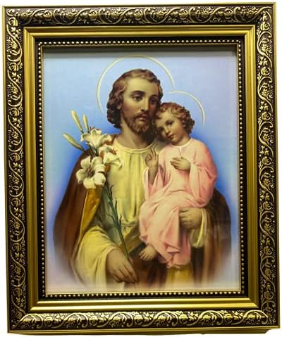 Герферт колекција Свети Јосиф со детски католички врамен портрет принт, 13 инчи