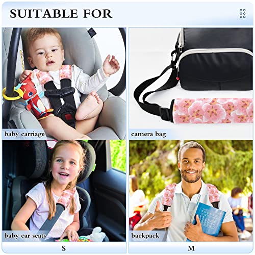 Пинк праска цвет текстура, каиш за седишта за седишта за бебиња за деца 2 парчиња ленти за седишта за автомобили, влошки за перничиња за