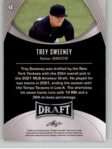 2021 LEAF DRAFT Gold Gold 48 Trey Sweeney RC RC Dookie Card XRC Draft/Prospect Baseball картичка во сурова состојба
