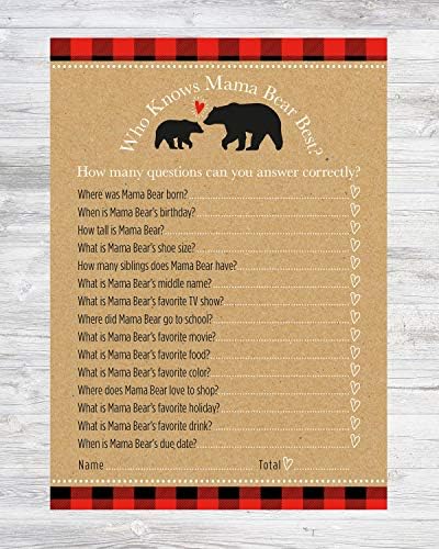 Кој знае мама мечка или мама најдобро - Бафало карирана шумска тематска игра за туширање за бебиња - 24 брои