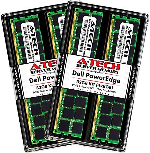 A-Tech 48GB RAM МЕМОРИЈА За Dell PowerEdge T320, T420, T620 Кула Сервери | DDR3 1600MHz ECC-RDIMM PC3-12800 2Rx4 1.5 V 240-Pin