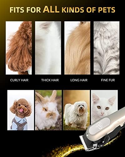 Комплет За Сечење Кучиња безжични На Полнење-Тежок Тример За Коса За Миленичиња со 8 Водичи За Чешел во Боја, 1 Чешел и 1 Четка