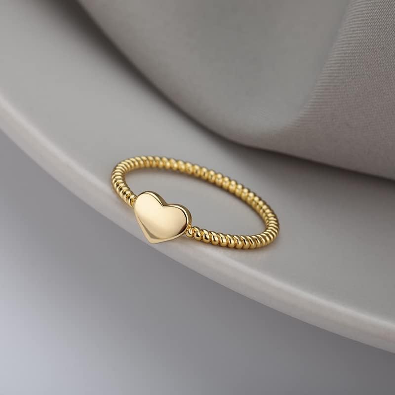 Ојама минимализам срцев прстен најдобар пријател злато боја во форма на свадбени прстени за женски накит BFF - JZ1407P - 7-92229