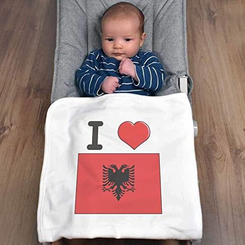 „Јас ја сакам Албанија“ памучно бебе ќебе / шал