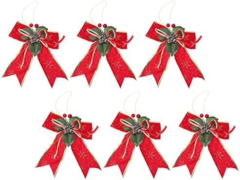 6pcs Божиќни декоративни лакови венец венец од црвена боја