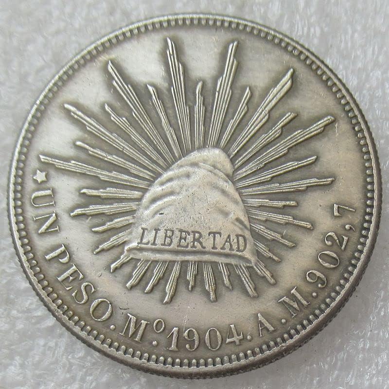 Мексикански Сребрен Долар 1 Година Пезос Странска Копија Сребрена Позлатена Комеморативна Монета