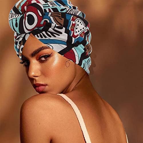 Urieo претходно врзана капаче за африкански шема за африкански шема, печатено турбан глава за обвивка за жени пакет од 3