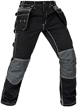 Панталони за црна работна облека за мажи во Кехаио, повеќе џебови кои работат униформи, истегнете воени тактички панталони