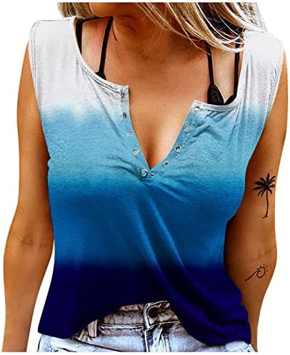 Врвови за бојадисување на врвовите за боја за жени без ракави V вратот прстен маица Цветни печатени лабави вклопени летни летни