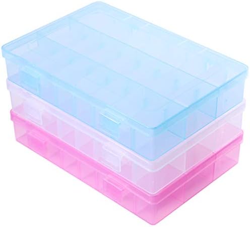 Пластични кутии за накит од 3 парчиња Престицом 3 парчиња 24 мрежи за складирање на контејнери со
