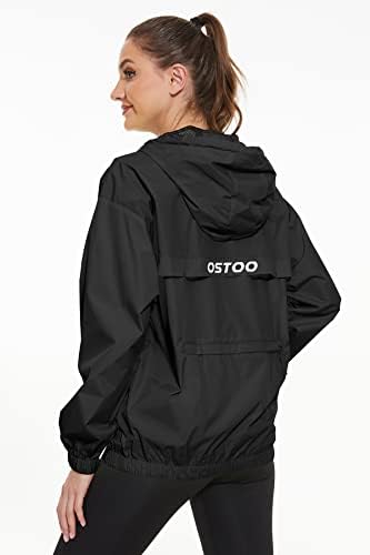ОСТО Women'sенски трчање велосипедизам лесна јакна за дожд водоотпорна со качулка за пешачење за ветерници